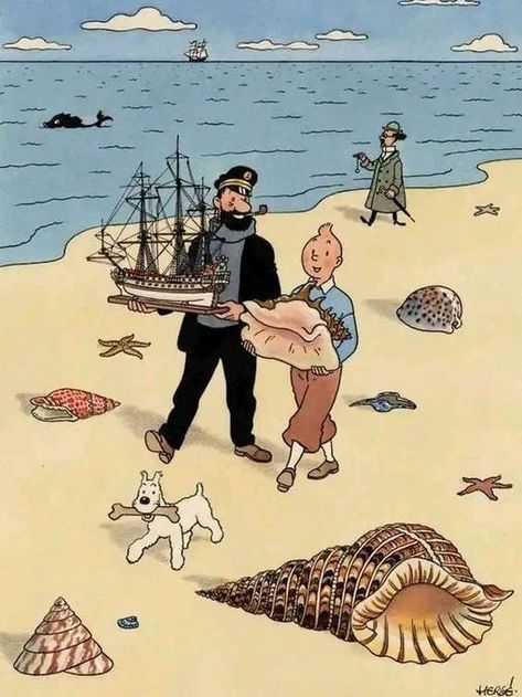 Magic Transistor, Captain Haddock, Herge Tintin, Fox Terrier, Comic Illustration, Vintage Comics, Watercolor Illustration, Graphic Novel, Vintage Posters