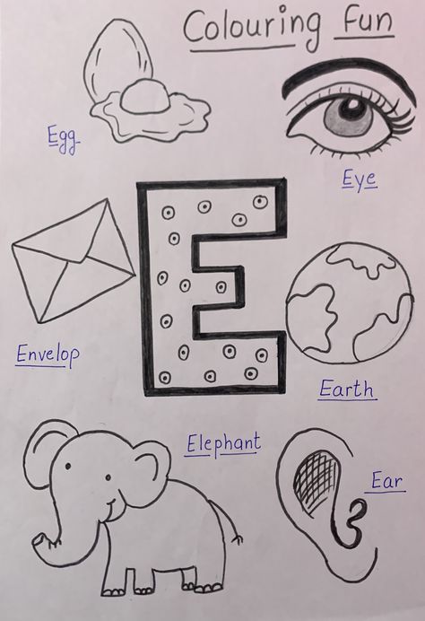 Preschool Activity Sheets, Alphabet Activities Kindergarten, Alphabet Crafts Preschool, Alphabet Drawing, Fun Worksheets For Kids, School Art Activities, Kids Worksheets Preschool, Nursery Activities, Fun Classroom Activities