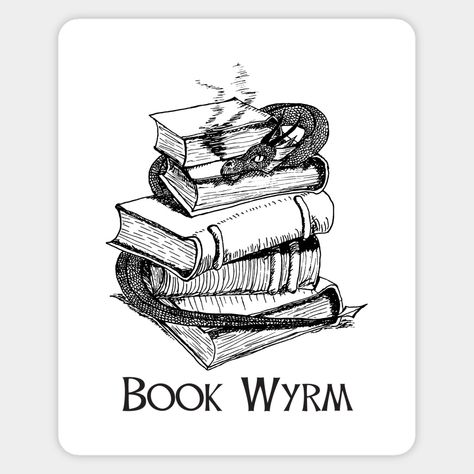 Not a book worm. Not a book dragon. A book Wyrm. -- Choose from our vast selection of stickers to match with your favorite design to make the perfect customized sticker/decal. Perfect to put on water bottles, laptops, hard hats, and car windows. Everything from favorite TV show stickers to funny stickers. For men, women, boys, and girls. Book Wyrm Tattoo, Dragon With Books Tattoo, Fantasy Book Stickers, Reading Niche, Book Dragon Tattoo, Book Stickers, Laser Engraved Ideas, Dark Art Tattoo, Book Tattoo