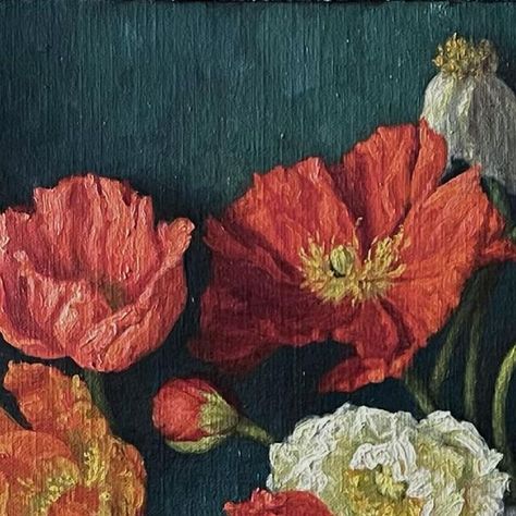 Kamille Corry, Painting Poppies, Layered Gown, Garden Balls, Peony Art, Poppy Painting, Art Flowers, Painting Oil, Contemporary Paintings