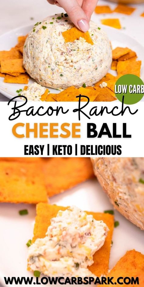 The Best Cheese Ball, Best Cheese Ball, Bacon Ranch Cheese Ball Recipe, Bacon Ranch Cheese Ball, Ranch Cheese Ball, Cheese Ball Dip, Atkins Snacks, Cheese Ball Recipe, Keto Appetizers