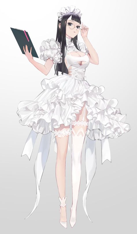 Outfit Anime Drawing, Maid Outfit Anime, Outfit Anime, Fashion Figure Drawing, Anime Maid, Fantasy Dresses, Drawing Anime Clothes, Maid Outfit, Fashion Figures