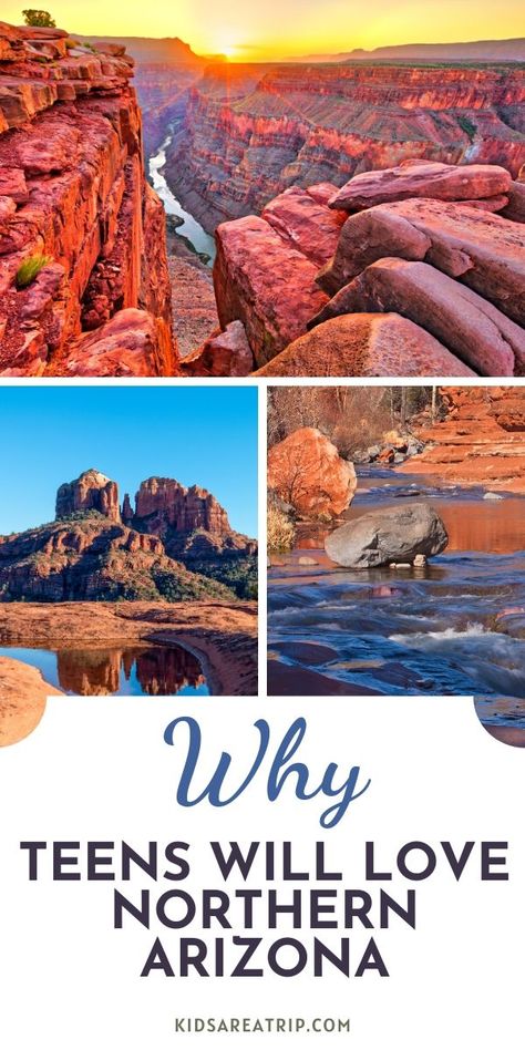 If you are visiting Arizona with kids, you won't want to miss all of the things to do in Northern Arizona. From Grand Canyon National Park to a natural waterslide in Sedona, everyone will love a trip to Arizona. - Kids Are A Trip #northernarizonatravel #roadtrip #Arizonathingstodo #sliderock #grandcanyon #arizonawithkids Sedona Things To Do, Sedona Arizona Restaurants, Arizona Aesthetic, Utah Summer, Flagstaff Arizona, Southwest Usa, Visit Arizona, Arizona Vacation, Family Vacation Spots