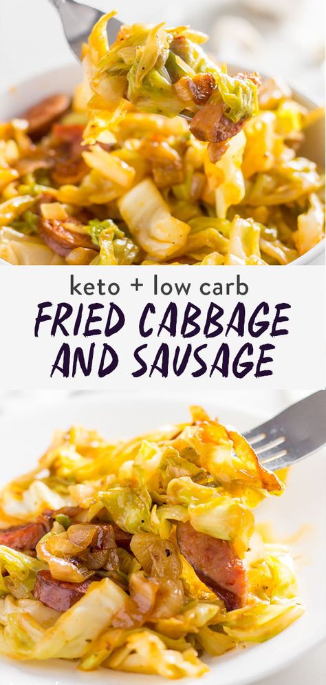 Southern Style Cabbage, Fried Cabbage And Sausage, Skillet Cabbage, Keto Cabbage Recipe, Fried Cabbage With Sausage, Keto Sausage, Cabbage And Sausage, Sausage Dishes, Cabbage Casserole