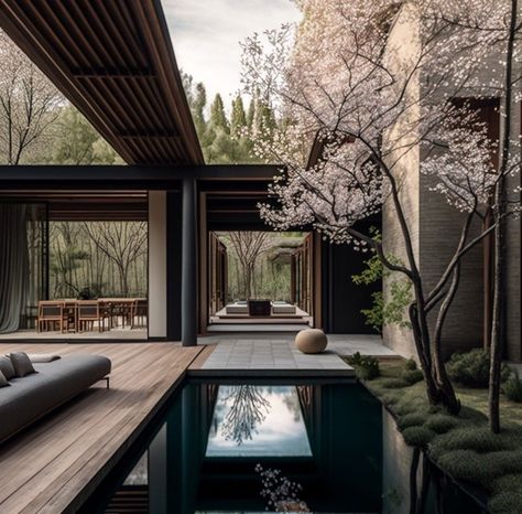 House Garden Design, Modern Japanese House, Ideas Garden Design, Sculpture Architecture, California Architecture, Zen House, Japanese Home Design, Small House Design Exterior, House Design Exterior