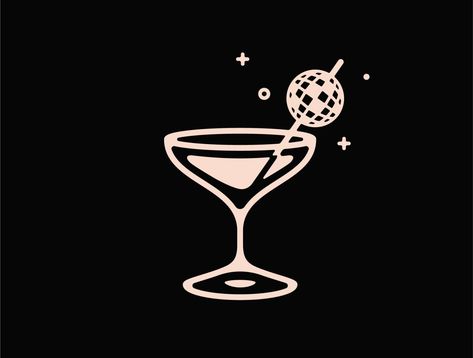 Disco Ball Martini, Disco Ball Logo, Disco Martini, Disco Illustration, Martini Illustration, Disco Ball Graphic, Disco Logo, Bubble Graphic, Martini Bar