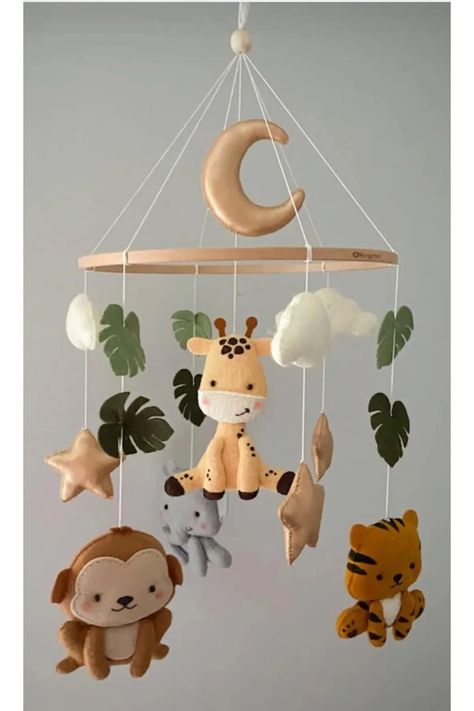 Perlengkapan Bayi Diy, Elephant Baby Mobile, Safari Mobile, Tiger Baby, Mobile Safari, Baby Boy Room Decor, Giraffe Baby, Diy Bebe, Baby Boy Room Nursery