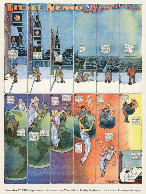 Little Nemo New Year -- Winsor McCay Windsor Mccay, Nemo In Slumberland, Winsor Mccay, Little Nemo In Slumberland, Comic Reference, Grafic Art, Osamu Tezuka, Comic Layout, Bd Comics