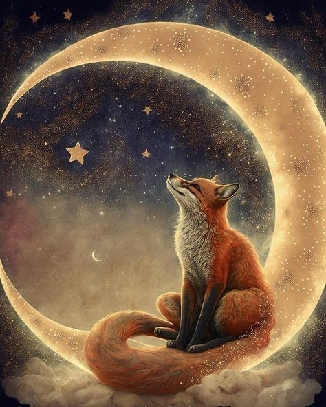 Fox In Forest, Fox Background, Sky Poster, Fox Artwork, Fox Poster, Fox Wall Art, Art Fox, Fox Pictures, Spirit Animal Art