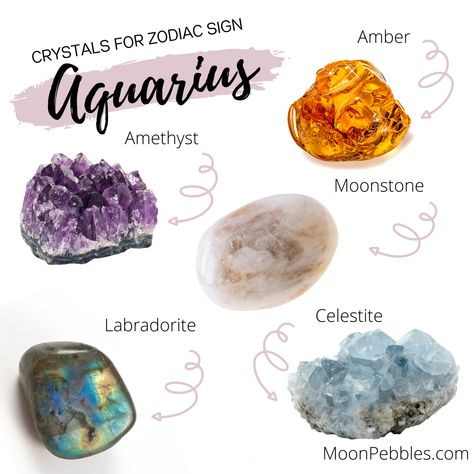 Crystal Zodiac Signs, Crystals For Zodiac Signs Stones, Aquarius Stones And Crystals, Crystals Aquarius, Crystals For Zodiac, Crystals For Aquarius, Birthday Crystals, Aquarius Crystals, Astrology Crystals