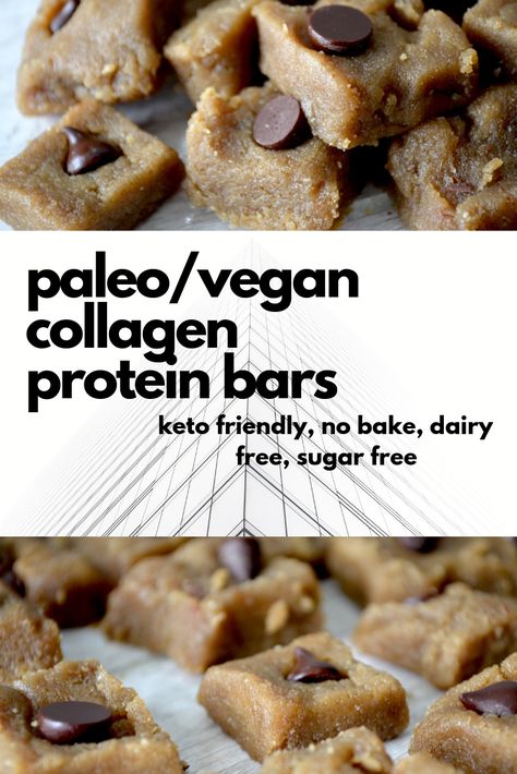 Collagen Protein Bars Recipe, Collagen Bars Recipe, Collagen Peptides Recipes, Meatless Keto, Healthy Pastries, Collagen Bars, Collagen Protein Bars, Paleo Protein Bars, Clean Treats