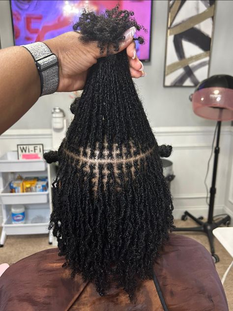 Service: Interlocs Length: 10.5 inches https://krownedbylisha.as.me/ #Smalllocs #Microlocs #Interlocs #FYP #Columbialocs #FemaleBarberLoading #FemaleLoctician #SClocs Medium Size Microlocs, Microlocs With Extensions, Small Locs Black Women, Sister Locks Hairstyles, Sisterlocks Styles Updo, Locks Hairstyles, Micro Braids Hairstyles, Sister Locks, Sisterlocks Styles