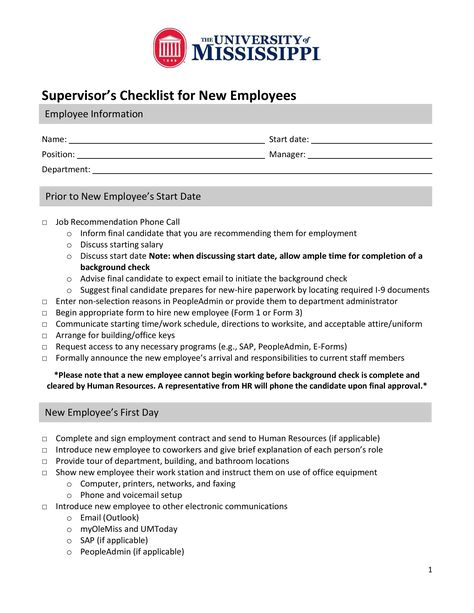 Job Placement, Checklist Template, New Employee, To Create