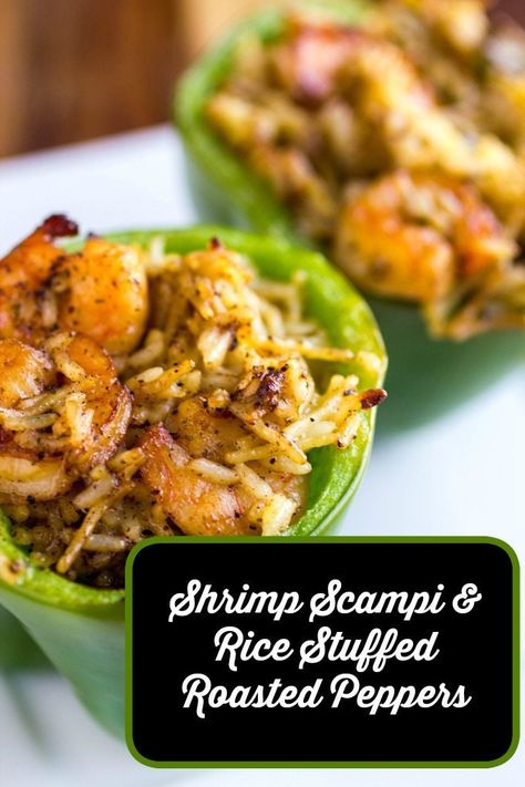 Stuffed Roasted Peppers, Shrimp And Vegetable Skillet, Stuffed Peppers With Rice, Shrimp Stuffed, Stuffed Peppers Turkey, Shrimp And Vegetables, Delicious Veggies, Best Seafood Recipes, Shrimp And Rice