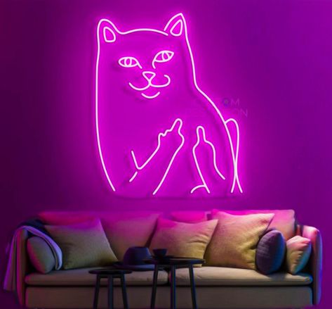 Funny LED Neon Cat Sign Pink, Personalized Animal Neon Sign, Cat Lover Gift Neon Sign Wall Decor Ideas by CustomBestNeon on Etsy Cat Neon Sign, Cat Sign, Neon Cat, Cat Lead, Neon Sign Wall, Bedroom Night Light, Sign Wall Decor, Wall Decor Ideas, Cat Signs