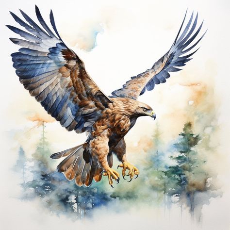 Hawk Watercolor Painting, Watercolor Hawk, Hawk Illustration, Hawk Drawing, Hawk Painting, Watercolor Eagle, Hawk Eagle, Dec 26, Color Art