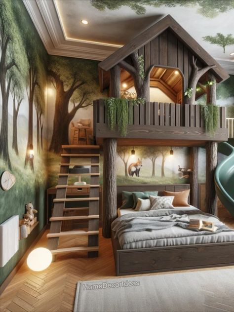 Tree House Bunk Bed, Treehouse Bedroom, Kids Room Ideas, Reading Tree, House Bunk Bed, Themed Kids Room, Room Couches, Cool Kids Rooms, Teachers Day Card