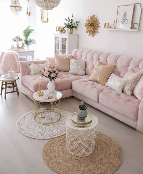 Blush Pink Decor Living Rooms, Pink And Cream Living Room Ideas, Cute Living Room Apartment, Pink Modern Living Room, Pink Lounge Room, Pink And Wood Living Room, Aesthetic House Living Room, Pink Interior Design Home Decor, Cute Pink Living Room