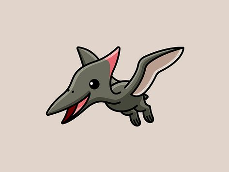 Pterodactyl by Alfrey Davilla | vaneltia on Dribbble Pterodactyl Drawing Cute, Pterodactyl Cartoon, Dinosaur Drawing Cute, Pterodactyl Drawing, Pterodactyl Tattoo, Alfrey Davilla, Cute Dinosaur Drawing, Dinosaur Drawings, Dinosaur Tattoos