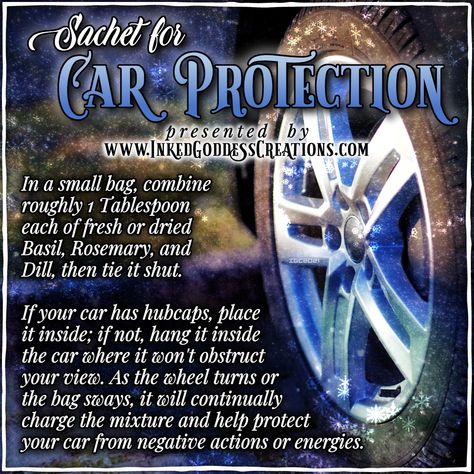 ~ Sachet for Car Protection ~... - Inked Goddess Creations Car Protection Spell, Spell Sachets, Protection Magick, Protection Herbs, Wicca Recipes, Candle Magic Spells, Spells That Really Work, Hoodoo Spells, Drive Safely