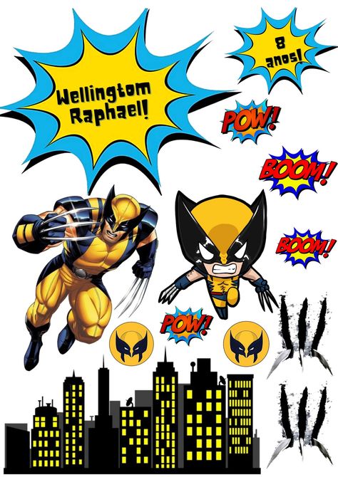 Wolverine Birthday Party, Wolverine Cake, Xmen Characters, Deadpool Birthday, Avengers Theme, Deadpool Art, Birthday Cake Topper Printable, One Punch Man Anime, Wolverine Marvel