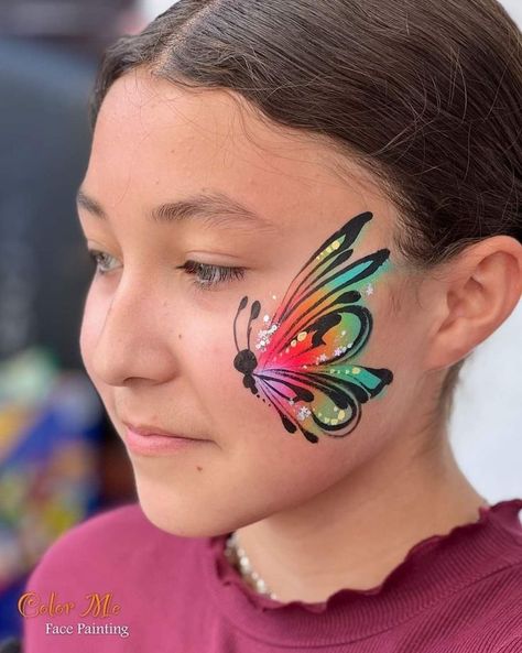 Face Paint Easy, Rainbow Face Paint, Graffiti Face, Adult Face Painting, Butterfly Face Paint, Face Painting Tutorials, Rainbow Face, Paint Easy, Butterfly Face