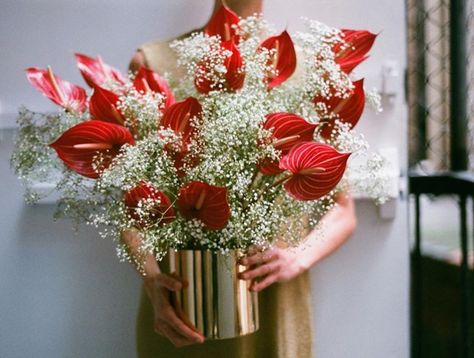 Red Anthurium Arrangement, Anthurium Arrangement, Retro Edit, Red Anthurium, Floral Arrangement Ideas, Decorations Wedding Reception, Anthurium Flower, Red Plants, 40th Wedding Anniversary