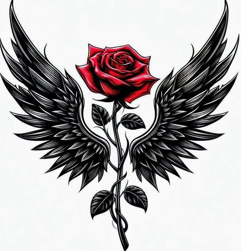 Rose And Wing Tattoo, Angel Wings Cover Up Tattoo, Wings On Fire Tattoo, Rose Dragon Tattoo, Wings And Roses Tattoo, Red Cover Up Tattoo, Rose Wings Tattoo, Scarlett Tattoo, Blacked Out Tattoo Cover Up