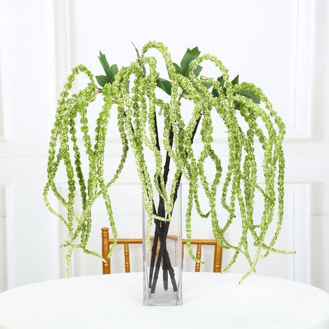 Pack of 2 - 36” Green Amaranthus Artificial Flower Stem With Ivy Leaves Amaranthus Wedding, Amaranthus Flower, Green Amaranthus, Ivy Leaves, Beautiful Wedding Flowers, Flower Stem, Ivy Leaf, Flower Centerpieces Wedding, Foam Flowers