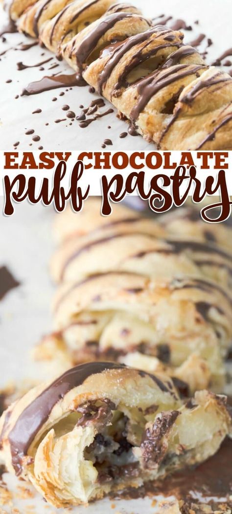 Chocolate Puff Pastry, Chocolate Puff, Cream Cheese Pastry, Baked Breads, Puff Pastry Desserts, Chocolate Pastry, Recipes Baking, Slow Cooker Desserts, Dessert Aux Fruits