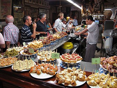 Food bar. One of each, please! Pintxos (Basque tapas). San Sebastián, Spain Tapas Spain, San Sebastian Spain, Spain Food, Spanish Tapas, Tapas Bar, San Sebastian, Wedding Food, International Recipes, Bars Recipes