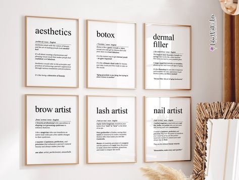 Set Of 6 Esthetician Décor, Beauty Salon Decor, Spa Wall Décor, Salon and Spa Décor, Aesthetics, Botox Décor, Dermal Filler, Lash Brow Decor Irish Wall Decor, Spa Wall Decor, Irish Phrases, Irish Sayings, Lilac Wall, Ireland Art, Office Gallery Wall, Salon Wall Art, Irish Decor