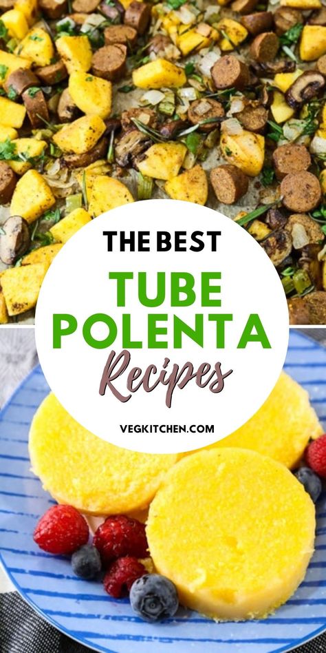 Polenta that comes in a tube is a great natural product that lends instant character to all kinds of dishes. #polentatube #polentarecipes Tube Polenta Recipes Healthy, Recipes With Polenta Roll, What To Make With Polenta, Polenta Tube Recipes Easy, Premade Polenta Recipes, Meals With Polenta, Trader Joes Polenta Tube, Recipes Using Polenta, Polenta Roll Recipes