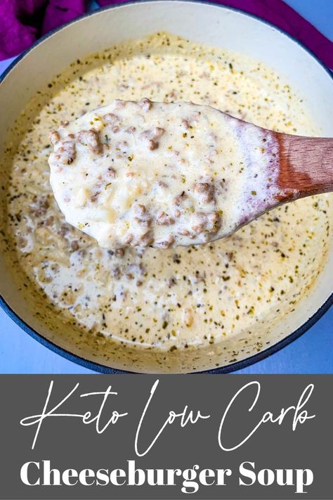 keto cheeseburger soup in a pot Healthy Hamburger Recipes, Keto Cheeseburger Soup, Keto Cheeseburger, Healthy Hamburger, The Best Keto Recipes, Low Carb Soup Recipes, Best Keto Recipes, Soup With Ground Beef, Low Carb Low Fat Recipes