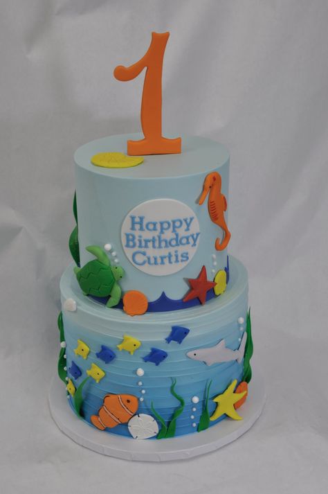 Under The Sea Birthday Cake, Sea Birthday Cake, Beach Photoshoot Family, Ocean Birthday Party, Sea Cakes, Ocean Birthday, Photoshoot Family, Under The Sea Birthday, Under The Sea Theme