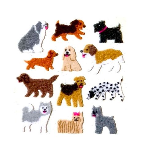 Fuzzy Stickers, Sandylion Stickers, Drawing Programs, Collage Art Projects, Vintage Dog, Puppy Dogs, Dog Stickers, Sticker Collection, Scrapbook Stickers