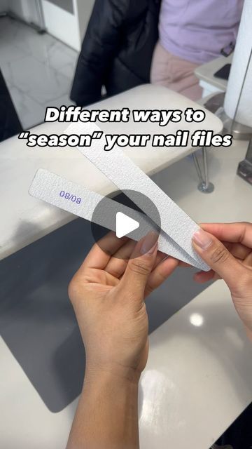 AutumnElegance on Instagram: "How do you “season” your nail files?💅🏽 These are all the ways I’ve seen other nail techs season their files since working in salon environments for 3 years. I personally use method 1☺️ It’s important to always “season” your nail files by dulling the edges so that you don’t cut your client while shaping the nail enhancement. It’s particularly important when you’re using low grit files like 100/100, 80/80, and 60/60. **PS idk how some girlies use 60/60🥴 the sides of my fingers can barely take 80/80😂 which is why I had to get finger protectors #nailreels #nailvideos #reels #reelslovers #viralreels #explorereels #fypreelsinstagram #fyp #fypage #foryourpage #explorepage #exploremore #nailsnailsnails #nailteach #nailtips #nailtipsandtricks #nailstagram #nailfee File Nails How To, Nail Filing Tips Shape, How To Use Nail Filer, How To File Nails Correctly, How To Use An Electric Nail File, Electric Nail File Bits Guide, Finger Protector, Nyc Artist, All The Way