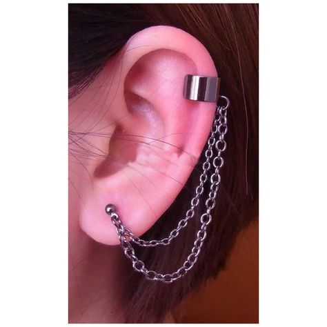 Pair of Black Chain Ear Cuffs-Classic Double Chain Cartilage Cuff... ($6.98) ❤ liked on Polyvore Top Piercing, Ear Peircings, Ear Cuff Chain, Earring Cuff Chain, Types Of Ear Piercings, Ear Cuff Jewelry, Black Stud Earrings, Cuff Jewelry, Tragus Earrings