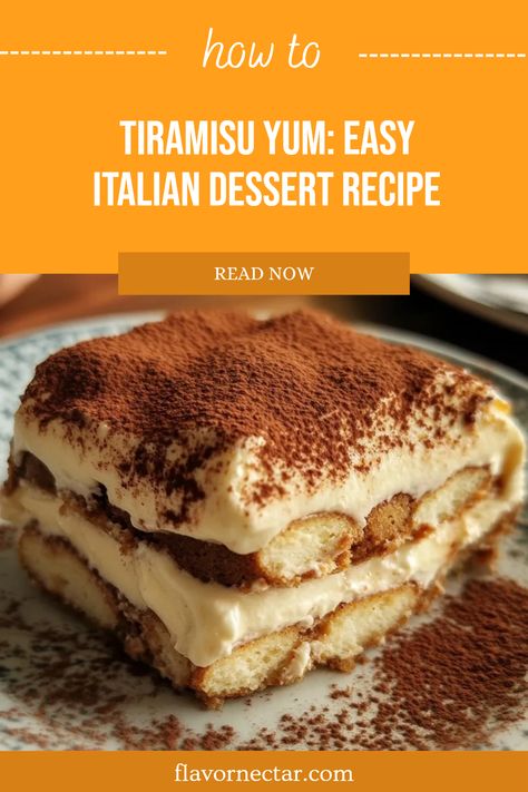 A mouthwatering Tiramisu dessert displayed beautifully, showcasing its rich layers of creamy mascarpone and coffee-soaked ladyfingers, perfect for anyone craving a classic treat. This pin promotes an easy tiramisu recipe that anyone can follow. Best Tiramisu Recipe Italian, Easy Mascarpone Recipes, Easy Italian Recipes Dessert, Easy Tiramisu Recipe Simple, Italian Desserts For A Crowd, Simple Tiramisu Recipe, Italian Dessert Recipes Easy, Recipe For Tiramisu, Traditional Tiramisu Recipe