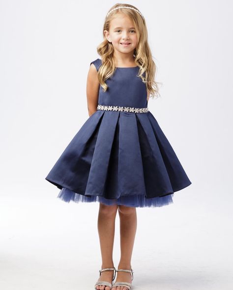 Navy Blue Satin Dress, Girls Cape, Blue Satin Dress, Short Satin, Kids Closet, Girls Dress Shop, Girls Holiday Dresses, Top Kids, First Communion Dresses