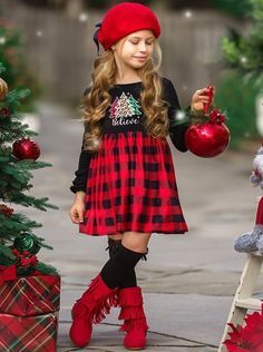 Christmas Plaid Dress, Long Sleeve Plaid Dress, Kids Christmas Dress, Magic Christmas, Red Christmas Dress, Trendy Christmas Outfits, Christmas Dresses, Girls Christmas Outfits