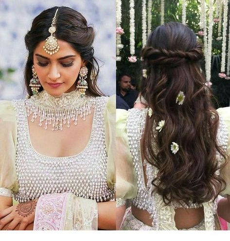 Reception Hairstyles, Lehenga Hairstyles, Hairstyles For Gowns, Bridal Hairstyle Indian Wedding, Saree Hairstyles, Pengantin India, Engagement Hairstyles, Fesyen Rambut, Indian Wedding Hairstyles