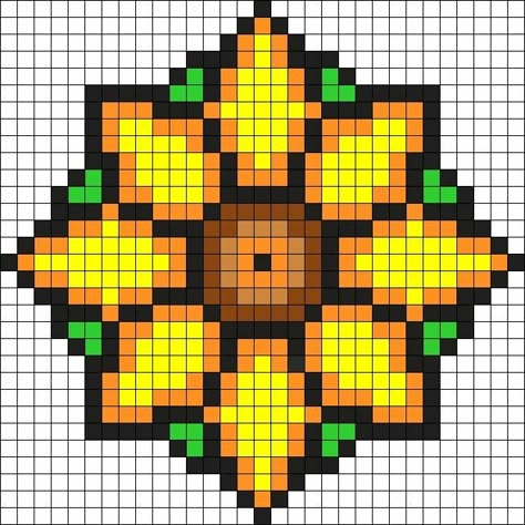 Farm Animal Pixel Art, Perler Bead Flower Patterns, Perler Beads Flower, Perler Bead Flowers, Perler Flower, Pixel Mandala, Pixel Art Fleur, Pixel Flower Pattern, Pixel Art Coeur