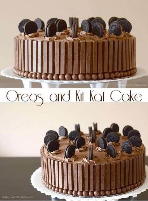 I was asked to make a bride’s cake and a groom’s cake for a wedding reception recently.  I wanted to make something simple, but elegant.   I’ve only taken one course on cake decorating so I knew that the decorations needed to be quick and easy.  For the groom’s cake I knew just what to … Oreo Party, Kitkat Cake, Kit Kat Cake, Oreo Cake, Cupcake Cake, Grooms Cake, Kit Kat, Creative Cakes, Cakes And More