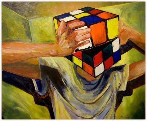 Love is like a Rubix Cube, there are countless numbers of wrong twists and turns, but when you get it right, it looks perfect no matter what way you look at it. Turned Art, Brain Art, Art Painting Gallery, Puzzle Art, Big Art, Colorful Drawings, Surreal Art, Album Art, Art Sketches