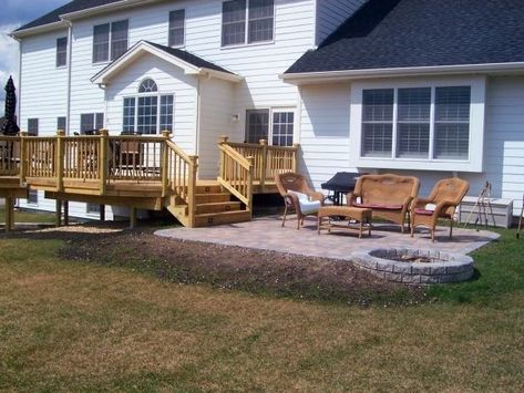 Wooden Deck Designs, Patio Plan, Pergola Deck, Deck And Patio, Deck Fire Pit, Backyard Patio Deck, Patio Pavers Design, Patio Deck Designs, Deck Designs Backyard