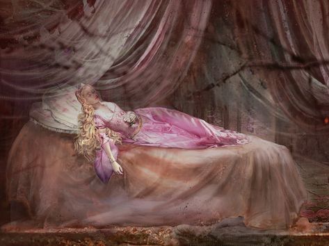 SLEEPING BEAUTY, Olena Vecchia Pittura on ArtStation at https://www.artstation.com/artwork/1nqwPe Sleeping Beauty Storybook, Sleeping Princess Aesthetic, Sleeping Beauty Bed, Sleeping Beauty Bedroom, D20 Neverafter, Sleeping Beauty Painting, Sleep Painting, Sleeping Beauty Illustration, Sleeping Beauty Aesthetic