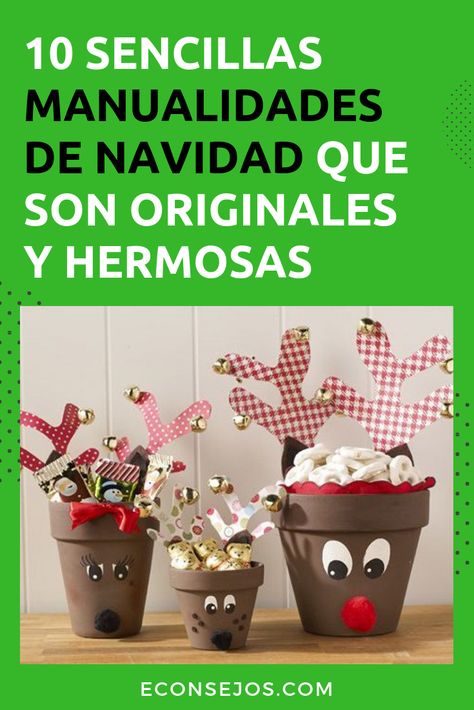 Manualidades de Navidad: inspirarse con estas ideas creativas y fáciles de hacer en casa #Econsejos #TrucosSencillos #DIY #Manualidades #Decoracion #DecoracionDeNavidad #DecoracionNavidena #Navidad Ideas Para Navidad Manualidades Faciles, Ideas Para Vender En Navidad, Decoracion Navidad Diy, Ideas Navidad, Diy Creative Crafts, Diy Creative, Art Plastique, Creative Crafts, Planter Pots