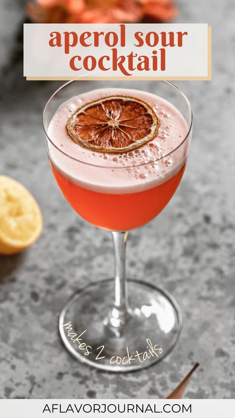 Aperol Sour Cocktail Irish Drinks Cocktails, Aperol Cocktail Recipes, Winter Cocktail Drinks, Aperol Sour, Aperol Cocktails, Aperol Drinks, Sour Cocktails, Easter Drink, Sweet Tea Vodka