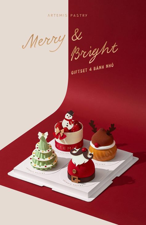 Christmas Cake Poster Design, Christmas Desserts Photography, Menu Dessert Design, Christmas Cafe Food, Festive Food Photography, Christmas Food Photography Photo Ideas, Pastry Photography Ideas, Christmas Food Styling, Christmas Hampers Photography